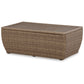 Julia 49 Inch Outdoor Coffee Table Rectangular Resin Wicker Beige Brown By Casagear Home BM313428