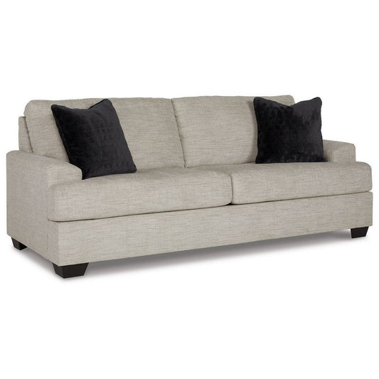 Roy 87 Inch Sofa with 2 Throw Pillows, Angular Arms, Light Gray Polyester By Casagear Home