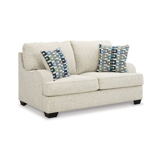 Zyan 66 Inch Loveseat with 2 Accent Pillows, Beige Chenille, Polyester By Casagear Home