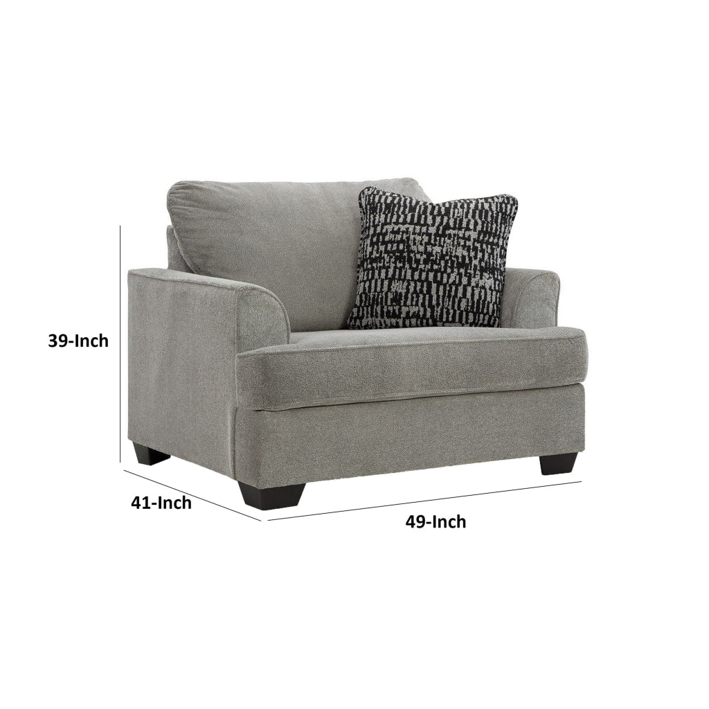 Angel 49 Inch Oversized Chair with 1 Accent Pillow Dark Gray Polyester By Casagear Home BM313447