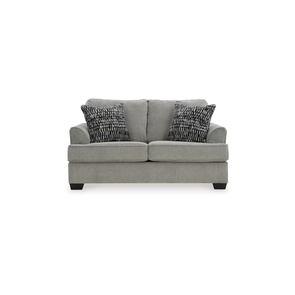 Angel 67 Inch Loveseat with 2 Accent Pillows Soft Dark Gray Polyester By Casagear Home BM313448