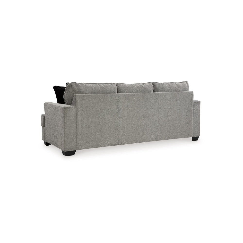 Angel 93 Inch Sofa with 4 Accent Throw Pillows Soft Dark Gray Polyester By Casagear Home BM313449