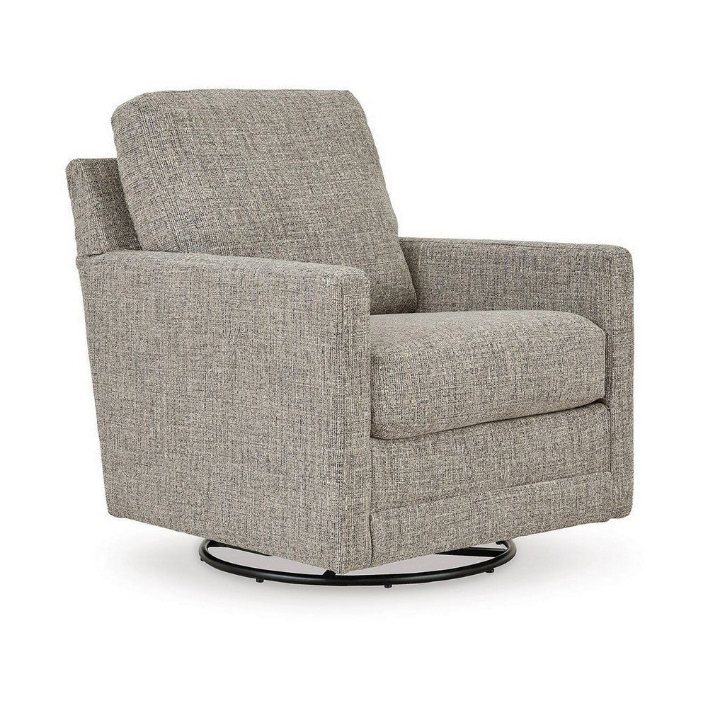 37 Inch Swivel Glider Accent Chair, Soft Cushioned Taupe Gray Polyester By Casagear Home