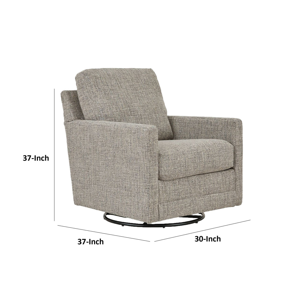 37 Inch Swivel Glider Accent Chair Soft Cushioned Taupe Gray Polyester By Casagear Home BM313450