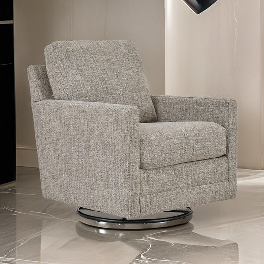 37 Inch Swivel Glider Accent Chair, Soft Cushioned Taupe Gray Polyester By Casagear Home