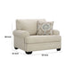 Zen 52 Inch Oversized Chair 1 Accent Pillow Rolled Arms Beige Polyester By Casagear Home BM313451