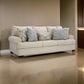 Zen 98 Inch Sofa with 5 Accent Throw Pillows Rolled Arms Beige Polyester By Casagear Home BM313453