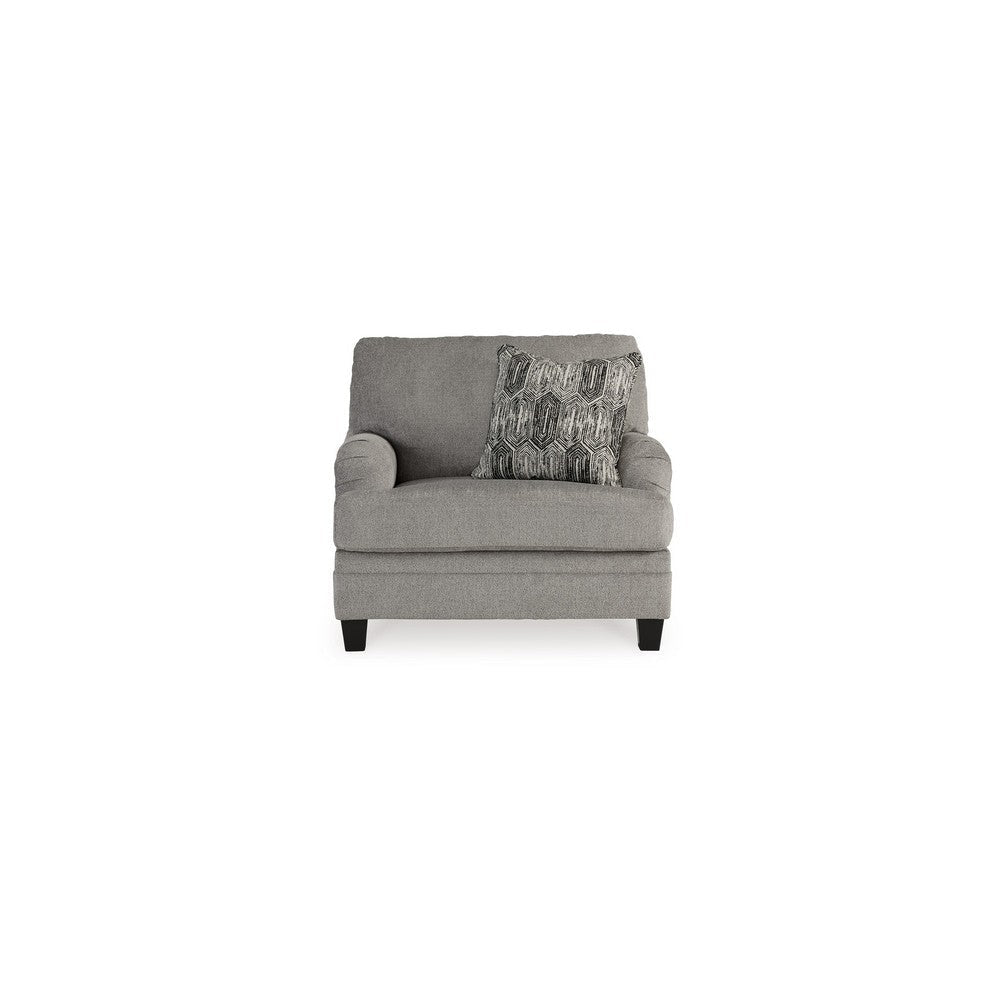 Vincy 45 Inch Oversized Chair 1 Accent Pillow Charcoal Gray Polyester By Casagear Home BM313454