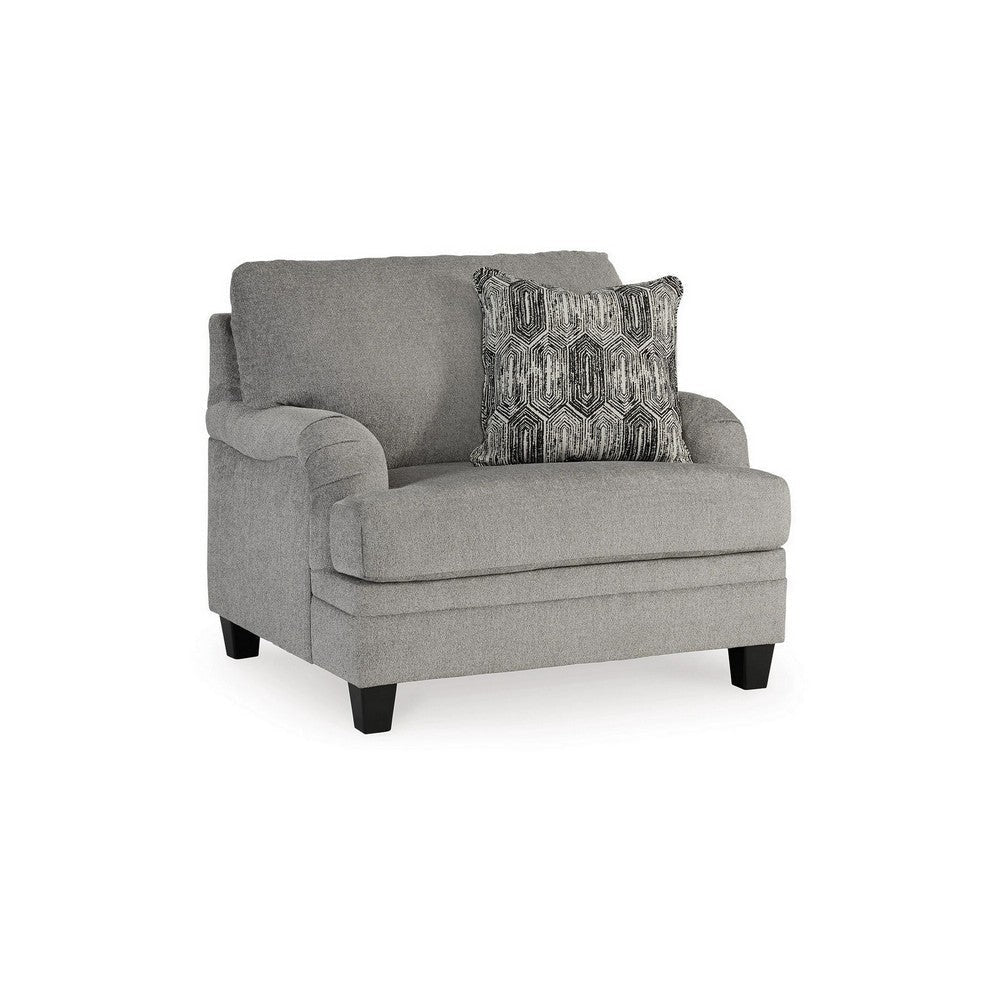 Vincy 45 Inch Oversized Chair, 1 Accent Pillow, Charcoal Gray Polyester By Casagear Home