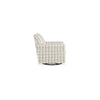 Vincy 37 Inch Swivel Glider Accent Chair Checkered Off White Polyester By Casagear Home BM313457