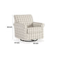 Vincy 37 Inch Swivel Glider Accent Chair Checkered Off White Polyester By Casagear Home BM313457