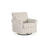 Vincy 37 Inch Swivel Glider Accent Chair, Checkered Off White Polyester By Casagear Home