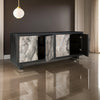 71 Inch Sideboard Cabinet Console Faux Marble Door Black Gray Ivory By Casagear Home BM313459