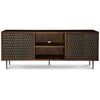 65 Inch Sideboard Cabinet Console Honeycomb Design 3 Shelves Brown Wood By Casagear Home BM313461