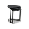 Set of 3 Nesting Accent Tables Triangular Marble Top Metal Base Black By Casagear Home BM313462