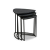 Set of 3 Nesting Accent Tables, Triangular, Marble Top, Metal Base, Black By Casagear Home