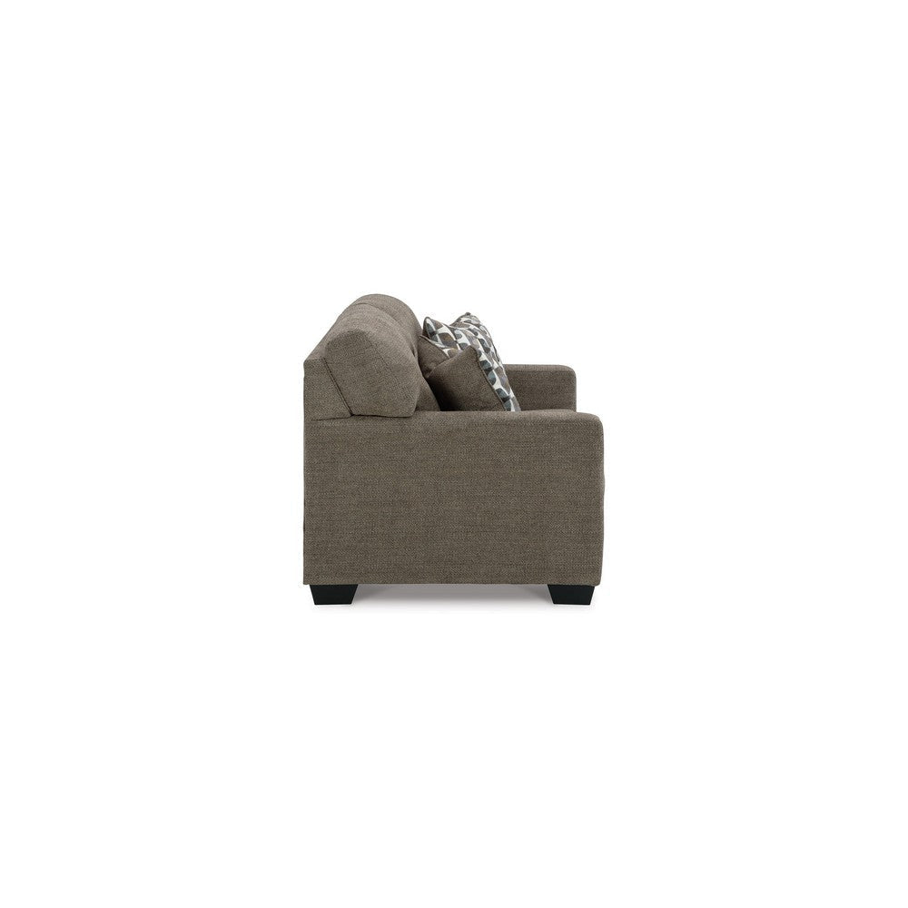 Joey 53 Inch Loveseat with 2 Accent Pillows Tufted Back Brown Polyester By Casagear Home BM313467