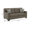 Joey 75 Inch Sofa with 2 Accent Throw Pillows Tufted Back Brown Polyester By Casagear Home BM313471