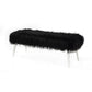 Ammy 45 Inch Bench with Foam Fill Seat Black Faux Fur Silver Metal Legs By Casagear Home BM313472