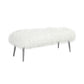 Ammy 45 Inch Bench with Foam Fill Seat White Faux Fur Silver Metal Legs By Casagear Home BM313473