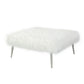 Ammy 36 Inch Square Ottoman Foam Fill White Faux Fur Silver Metal Legs By Casagear Home BM313479