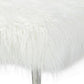 Ammy 36 Inch Square Ottoman Foam Fill White Faux Fur Silver Metal Legs By Casagear Home BM313479