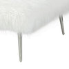 Ammy 36 Inch Square Ottoman Foam Fill White Faux Fur Silver Metal Legs By Casagear Home BM313479