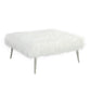 Ammy 36 Inch Square Ottoman, Foam Fill, White Faux Fur, Silver Metal Legs By Casagear Home