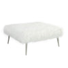 Ammy 36 Inch Square Ottoman, Foam Fill, White Faux Fur, Silver Metal Legs By Casagear Home