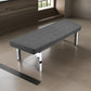 Yoma 65 Inch Bench, Button Tufted Seat, Charcoal Gray Fabric, Chrome Legs By Casagear Home