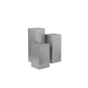 Meta Set of 3 Pedestal Display Stand, Square Pillars Brushed Silver Steel By Casagear Home