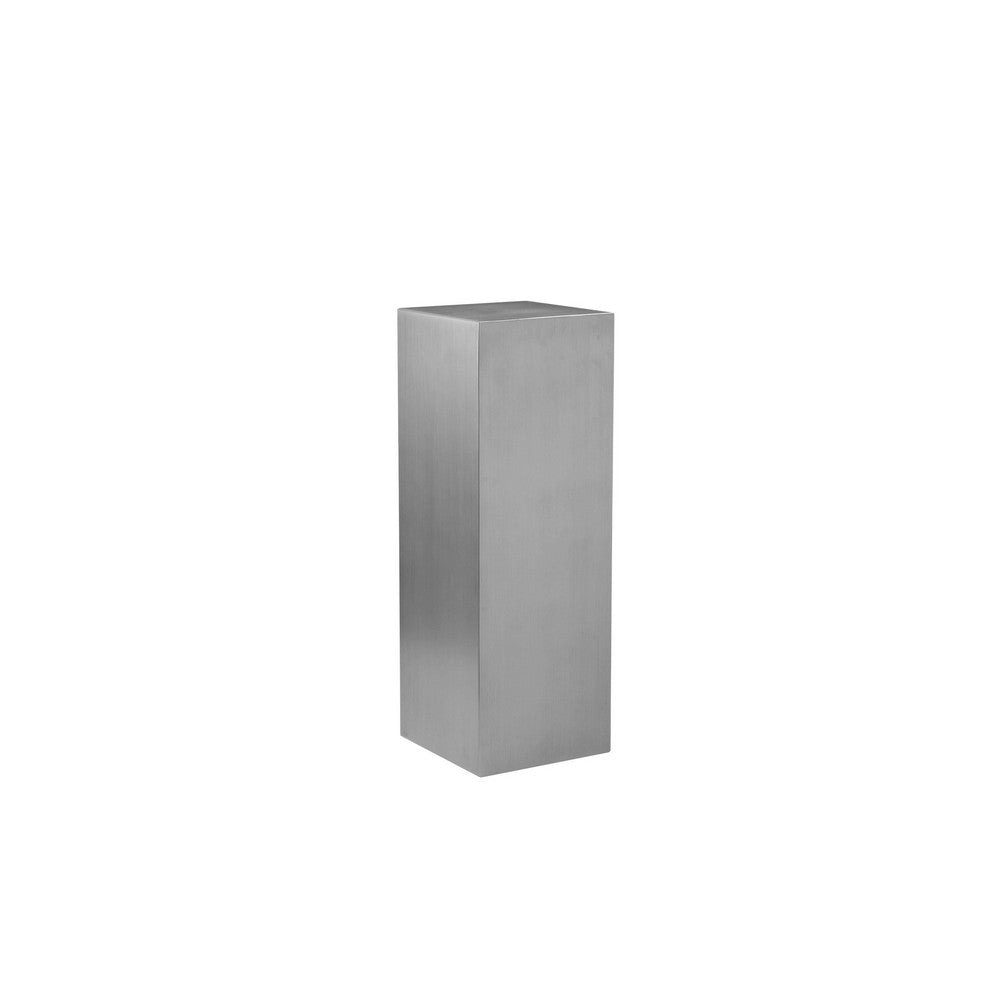 Meta Set of 3 Pedestal Display Stand Square Pillars Brushed Silver Steel By Casagear Home BM313487