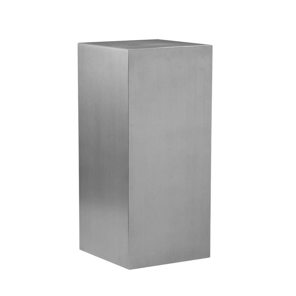 Meta Set of 3 Pedestal Display Stand Square Pillars Brushed Silver Steel By Casagear Home BM313487