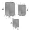 Meta Set of 3 Pedestal Display Stand Square Pillars Brushed Silver Steel By Casagear Home BM313487