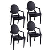 Nili Set of 4 Dining Armchairs Oval Shape Back Molded Seat Black Finish By Casagear Home BM313492