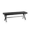 55 Inch Bench, Tufted Cushioned Seat, Smooth Black Faux Leather Upholstery By Casagear Home