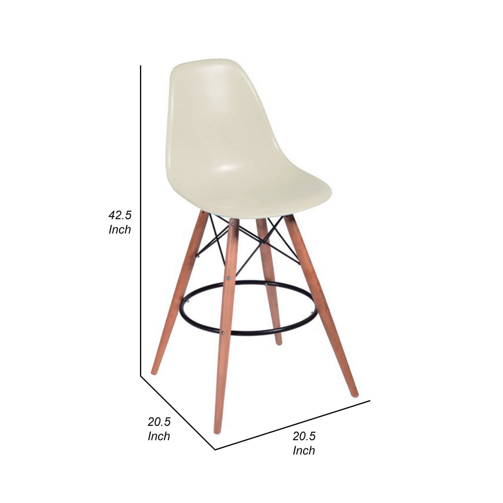 30 Inch Barstool Chair Set of 2 Rounded Silhouette Brown Wood Legs By Casagear Home BM313501