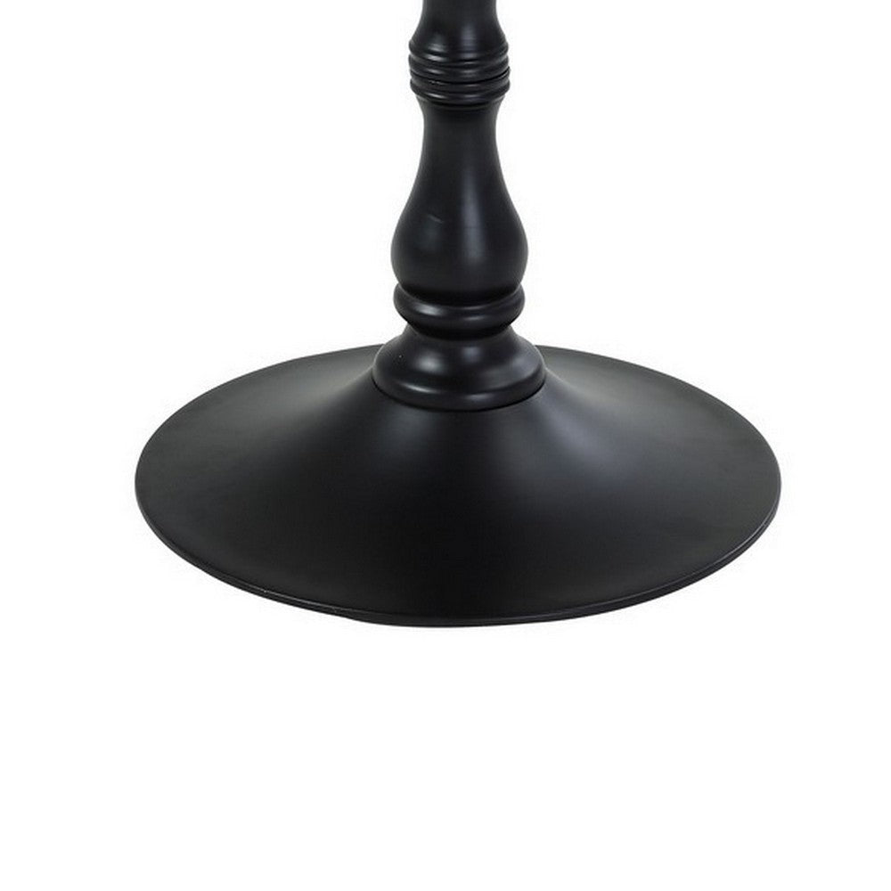 Wowi 23 Inch Side End Table Round Hourglass Turned Base Black Finish By Casagear Home BM313502