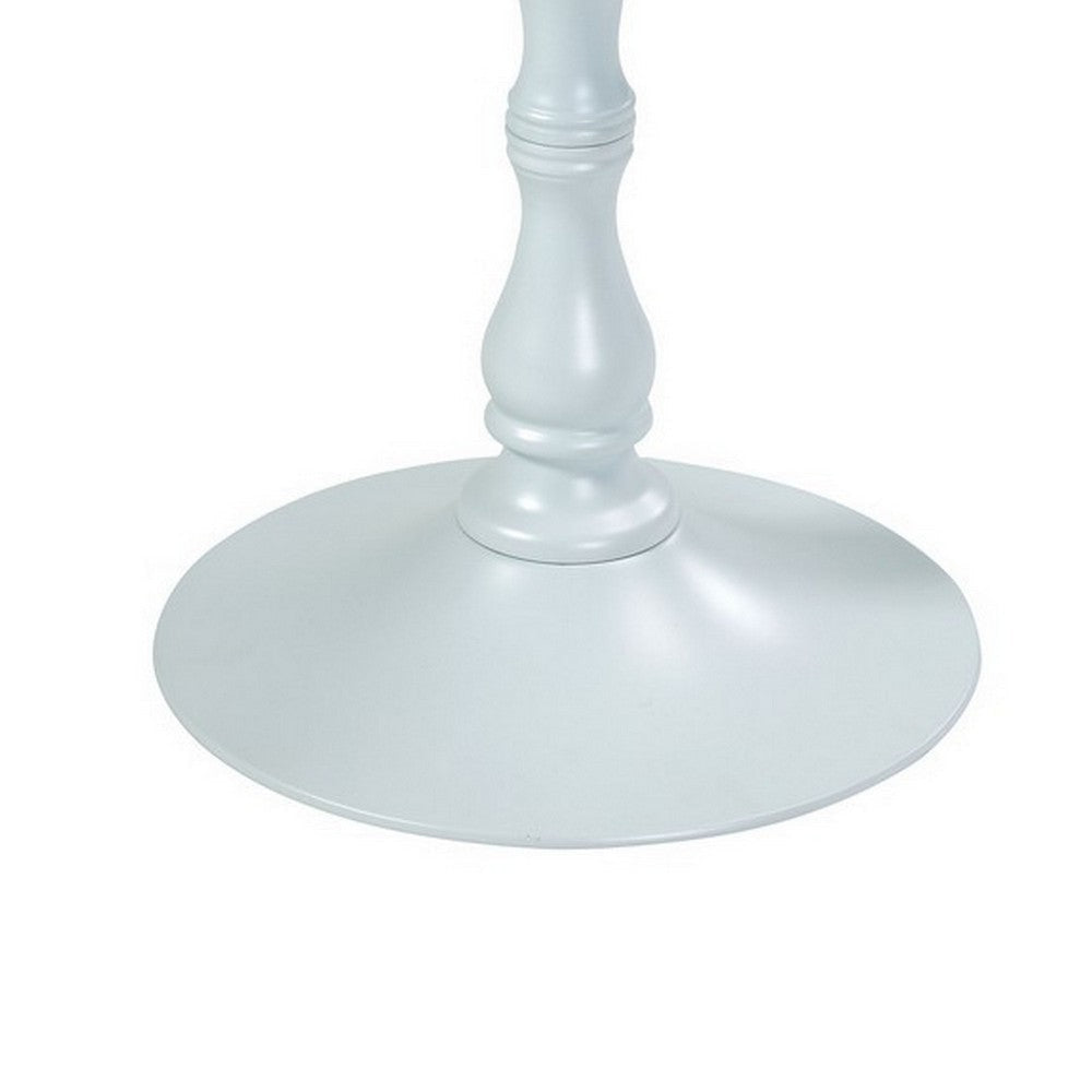 Wowi 23 Inch Side End Table Round Hourglass Turned Base White Finish By Casagear Home BM313504