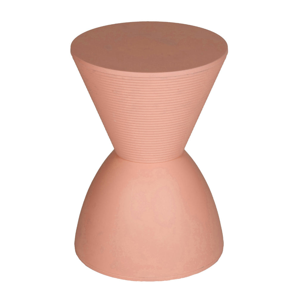 Niya 17 Inch Side End Table, Round Top, Pedestal Base, Indoor Outdoor, Pink By Casagear Home