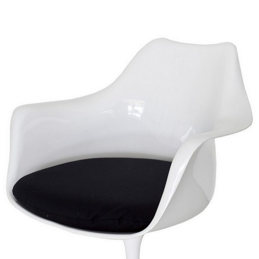 Sufi 27 Inch Swivel Dining Armchair Unique Artisan Shape White Round Base By Casagear Home BM313508