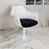 Sufi 27 Inch Swivel Dining Armchair, Unique Artisan Shape, White Round Base By Casagear Home