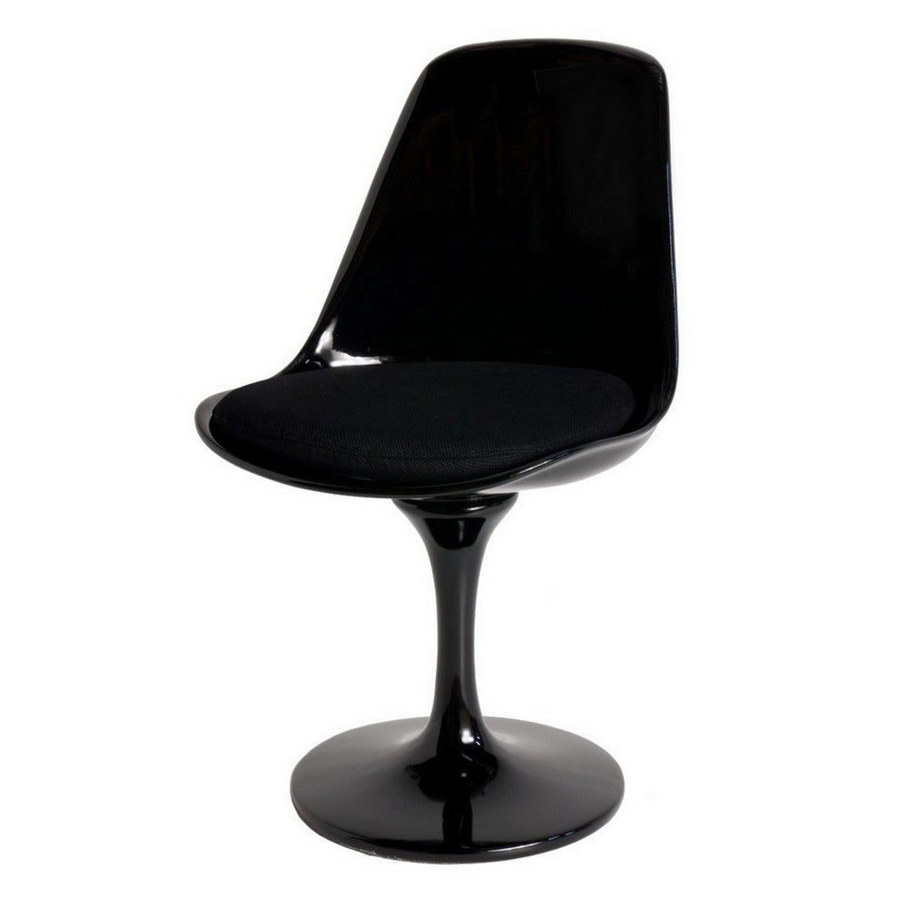 Sufi 21 Inch Swivel Dining Chair Tall Back Saddle Seat Cushion Black By Casagear Home BM313509