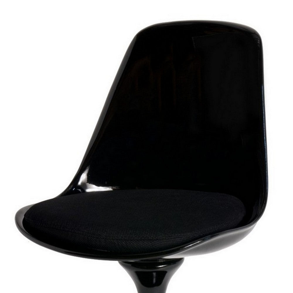 Sufi 21 Inch Swivel Dining Chair Tall Back Saddle Seat Cushion Black By Casagear Home BM313509