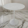 Sufi 21 Inch Side End Table, Round Top, Pedestal Base, Marble White Finish By Casagear Home