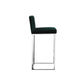 Boly 30 Inch Barstool Chair Green Velvet Cushion Silver Cantilever Base By Casagear Home BM313513