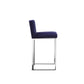 Boly 26 Inch Counter Stool Chair Blue Velvet Silver Cantilever Base By Casagear Home BM313516