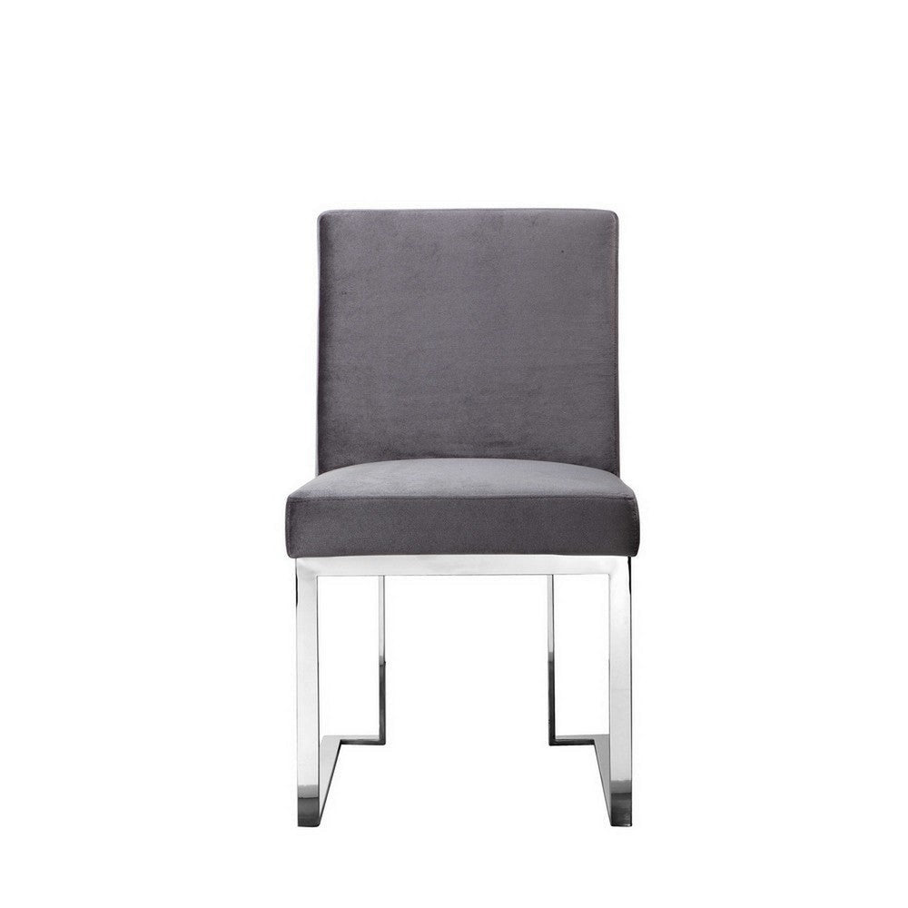 Boly Side Dining Chair Set of 2 Cantilever Base Gray and Silver By Casagear Home BM313517