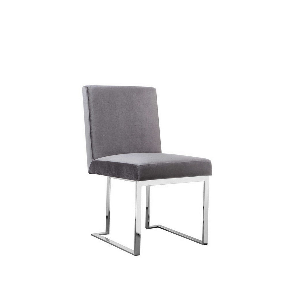 Boly Side Dining Chair Set of 2 Cantilever Base Gray and Silver By Casagear Home BM313517