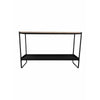 Evon 39 Inch Console Table, Natural Brown Wood Top and Shelf, Black Metal By Casagear Home